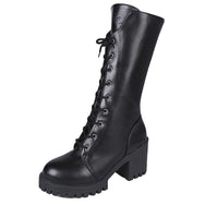Black handsome lace-up Martin boots DB7295