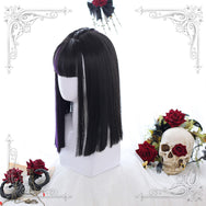 Harajuku natural black gradient purple wig  DB4340