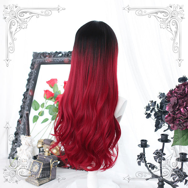 Black and red long curly hair  DB7788