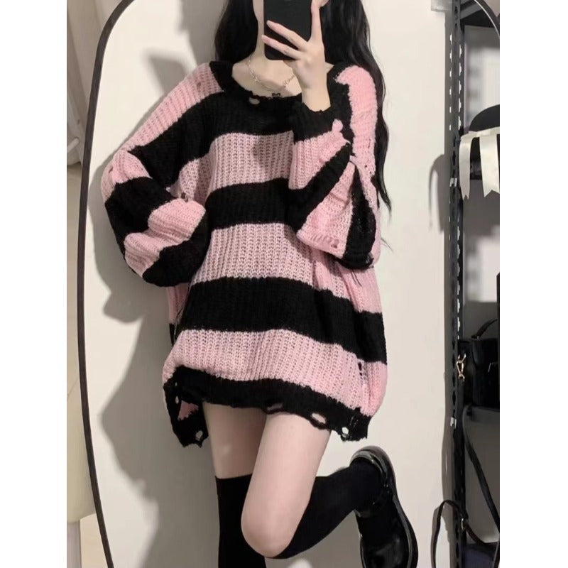 black pink loose sweater DB7904