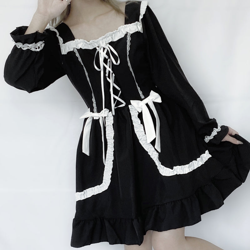 Lolita Bow Black + White Dress DB6210