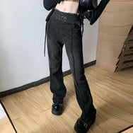 Letter high waist cutout jeans DB7443
