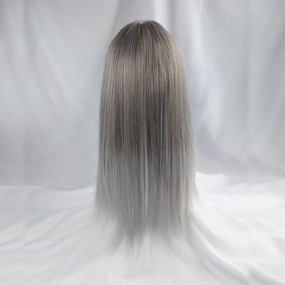 Silver gradient white long straight wig DB4124