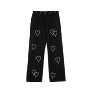 Black Heart Print Jeans DB7731