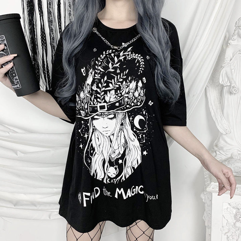 Punk girl print T-shirt DB5426