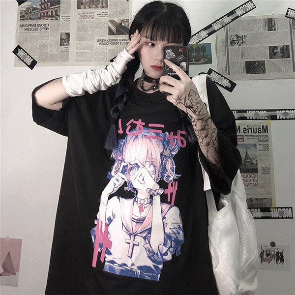 Anime print short sleeve T-shirt DB5837