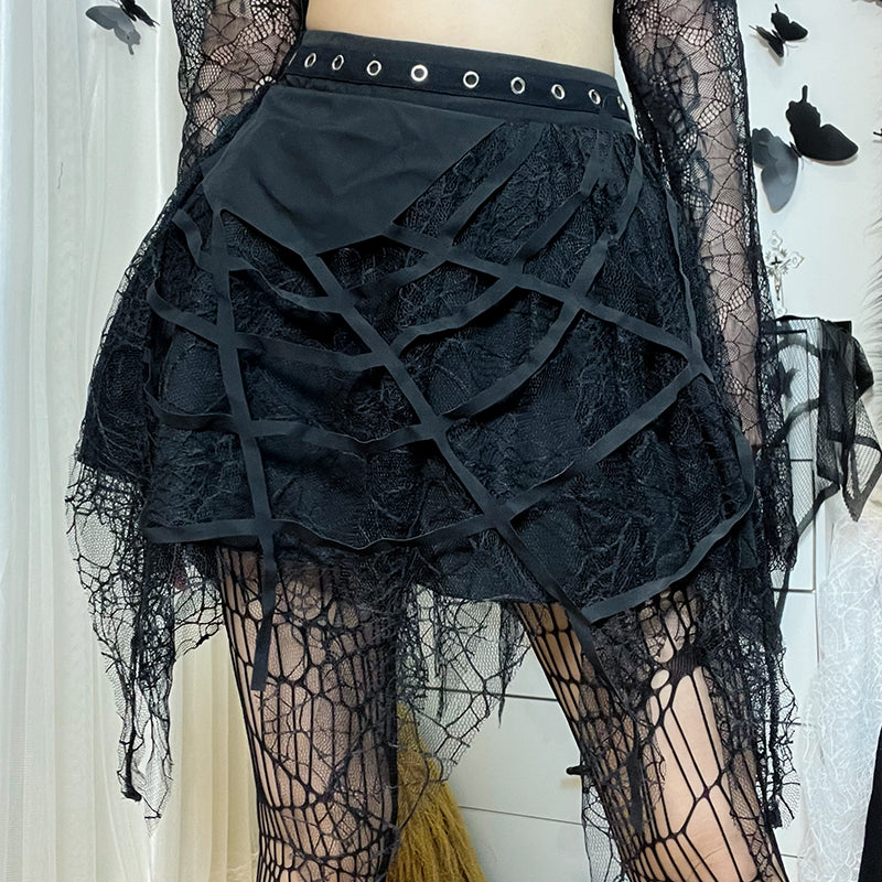 punk spider web skirt DB7856