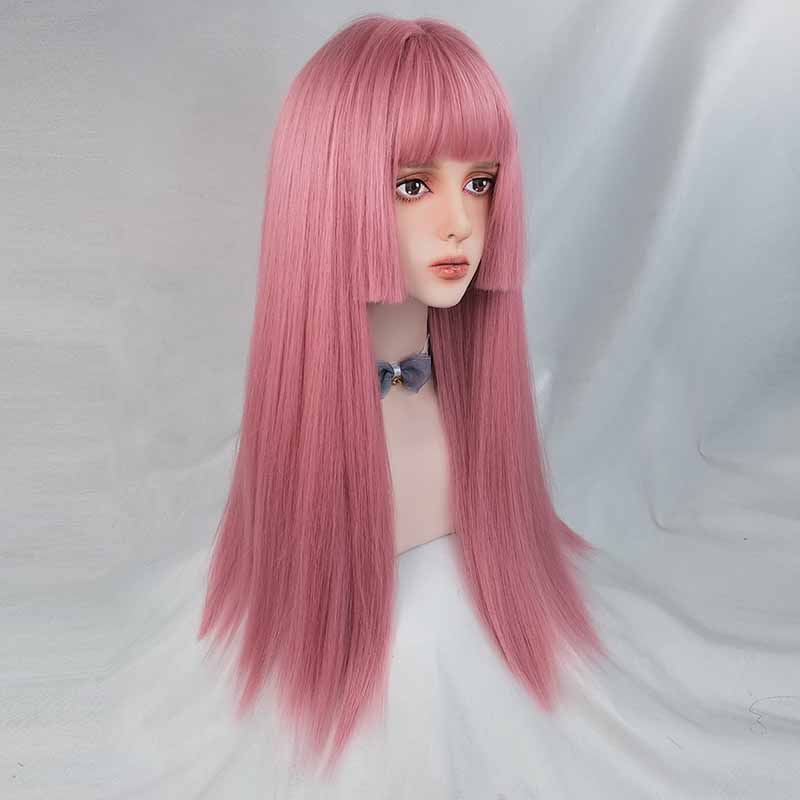 Harajuku Lolita Pink Long Straight Hair Wig DB5325