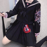 Punk black pleated skirt DB6938