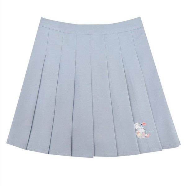 Blue White Pink Pleated Skirt DB5470