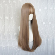 Gold brown long straight wig DB4111