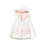 Cute plush bunny ears hooded jacket+ pants  DB6171