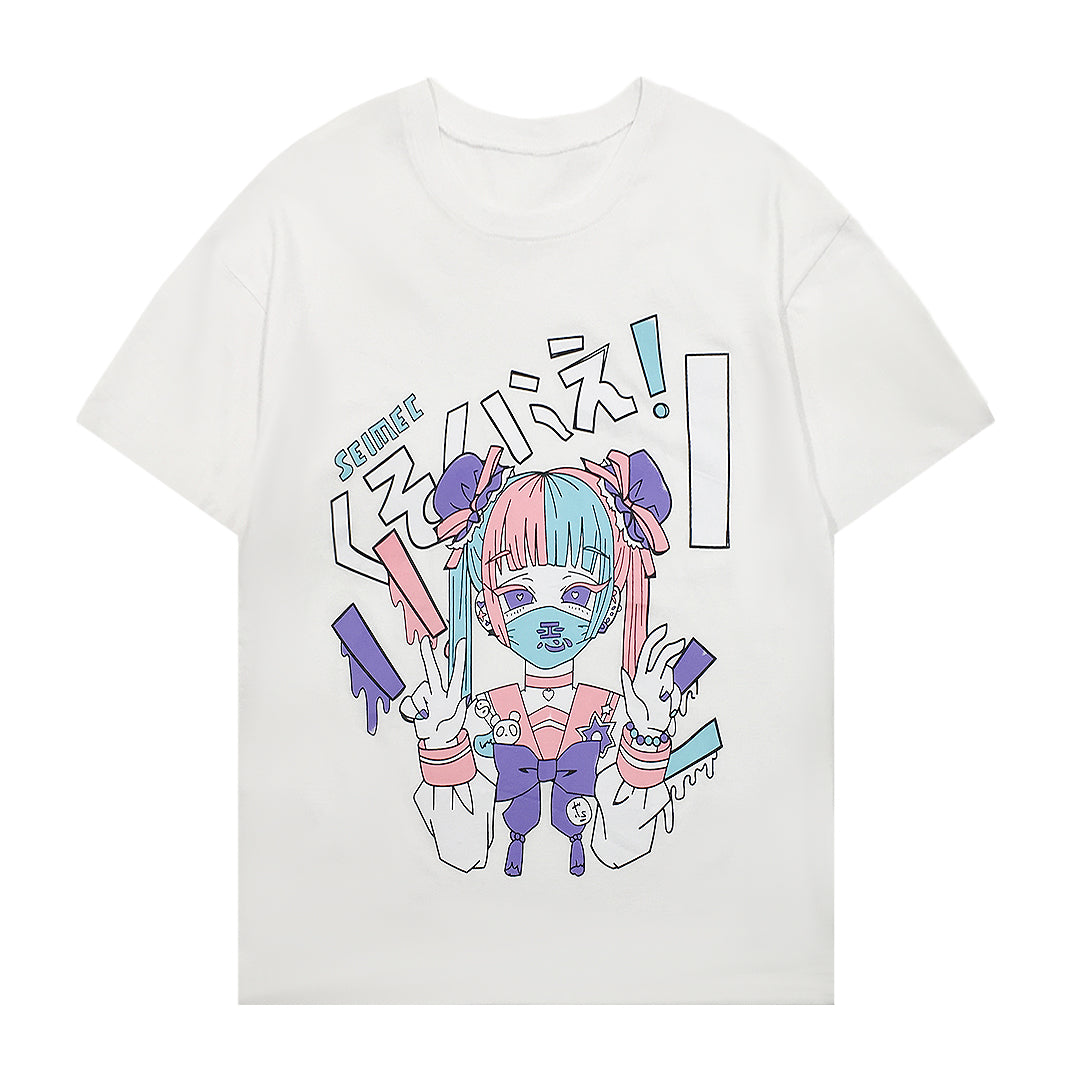 Dark anime printed short-sleeved T-shirt DB5660