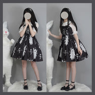 Dark bunny print dress DB6415