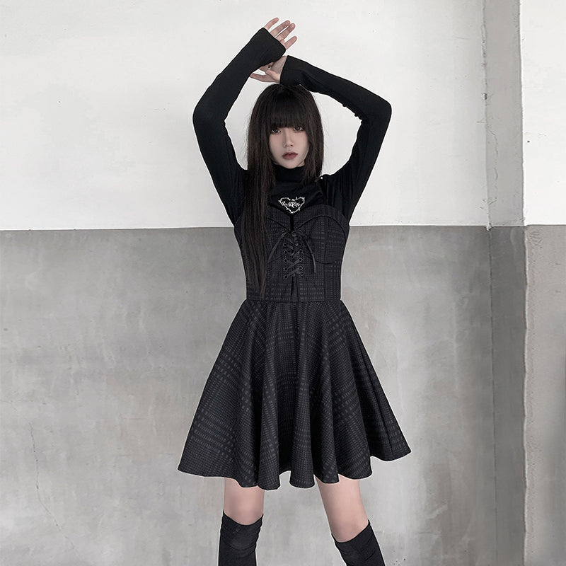 Black suspender skirt + top DB6227