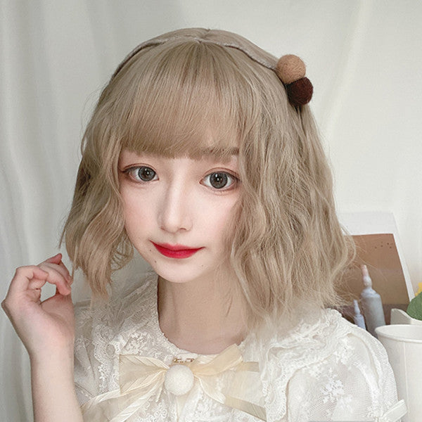 Lolita Linen Gold Short curly hair Wig DB5347