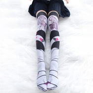 Dark printed lacquered socks DB4693