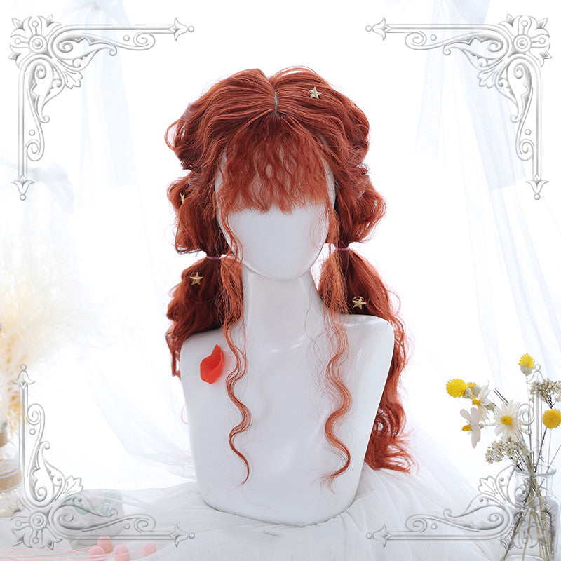 Lolita brown red curly hair wig  DB4339