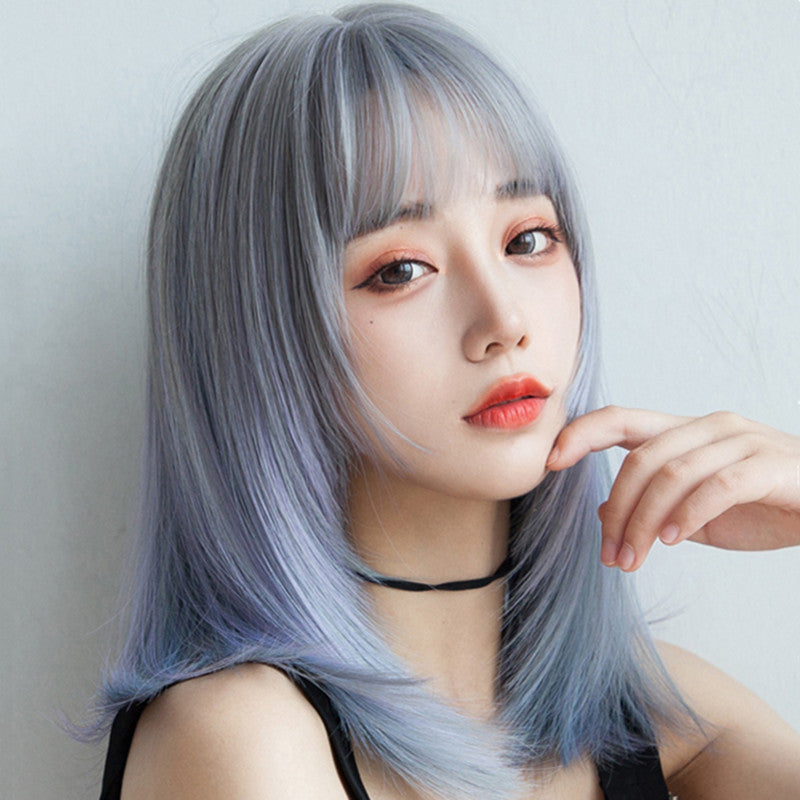 Blue gray gradient color short wig DB6114