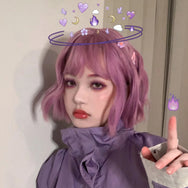 Lolita purple short curly wig DB6222