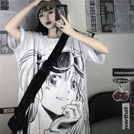 White and pink cartoon girl short sleeve T-shirt DB5274