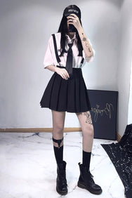 Punk strap pleated skirt DB4143