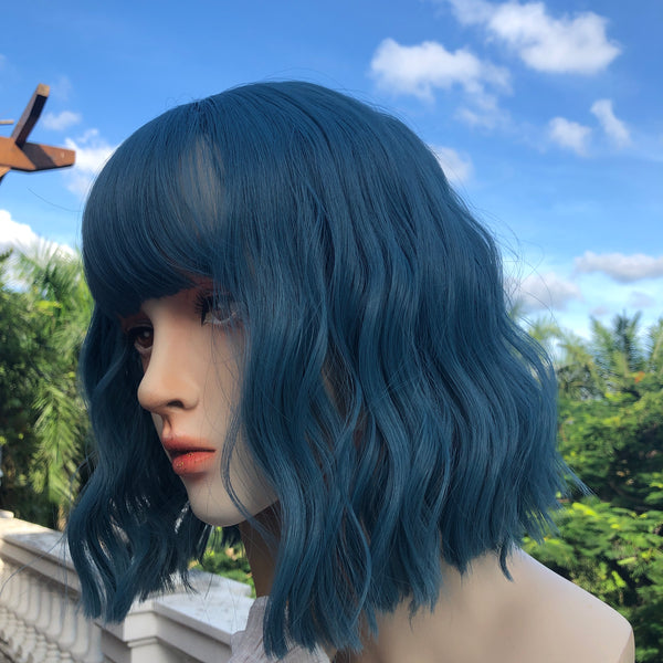 Mist blue cute short wig DB7559