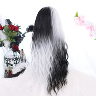 Harajuku Black + White Long Curly Wig DB5173