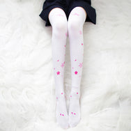 Cherry blossom printed lacquered socks DB4504