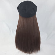 Harajuku navy hat long straight wig db5134