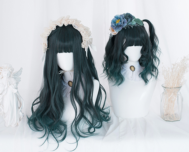 Lolita dark green gradient wig DB4521