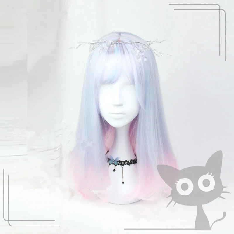 Lolita light blue gradient powder wig DB4838
