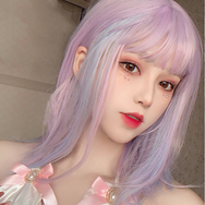 Lolita pink purple short straight hair wig DB4962