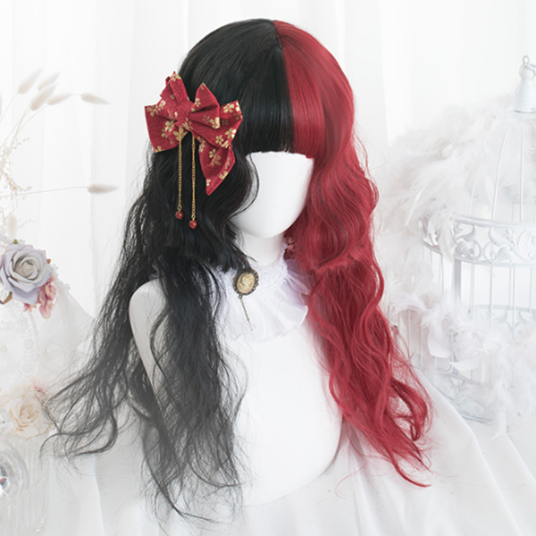 Lolita red + black double ponytail wig DB5264