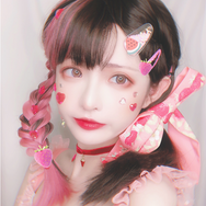 Lolita pink + chocolate color long wig DB5289