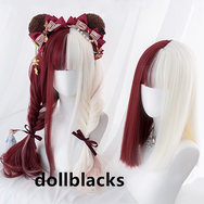 Harajuku Lolita Red and White Colorblock Wig DB5376