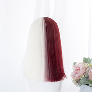 Harajuku Lolita Red and White Colorblock Wig DB5376