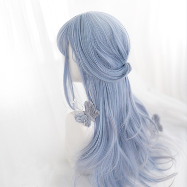 Harajuku blue gray gradient long curly hair    DB5558