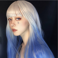 Silver white gradient blue long wig DB6152