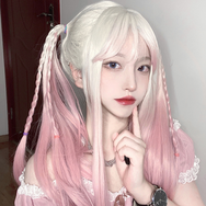 Harajuku white gradient pink long wig DB6147