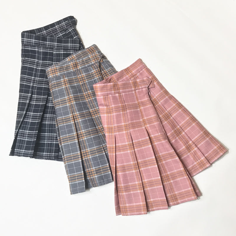JK plaid pleated skirt DB5948