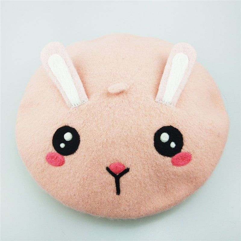 Cute rabbit ears wool felt beret DB6051