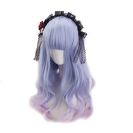 Lolita girl long curly blue wig DB7575