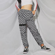 Punk black and white plaid casual pants DB4268