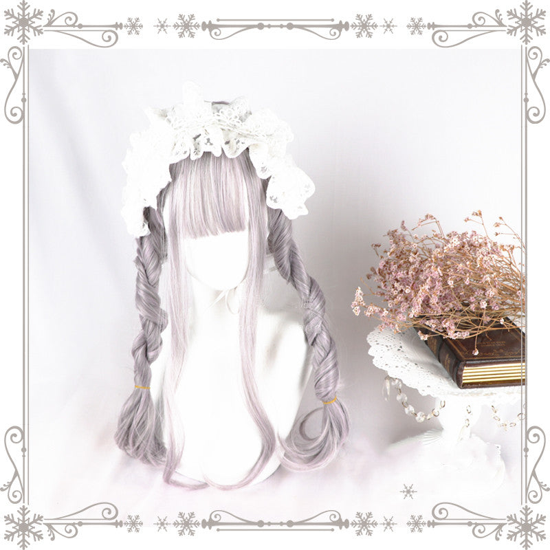 Lolita light purple beige curly hair wig DB4783