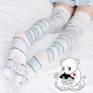 Polar bear print striped paint socks DB4553