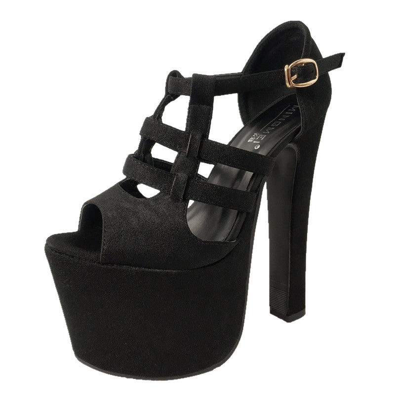 Openwork black high heels DB3059
