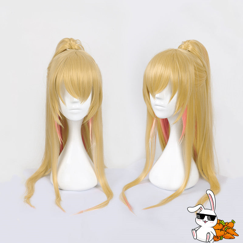 Anime boy cos golden gradient powder ponytail wig DB5519