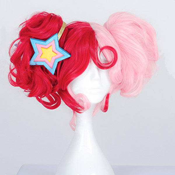 Lolita red + pink color matching tiger clip wig DB5513