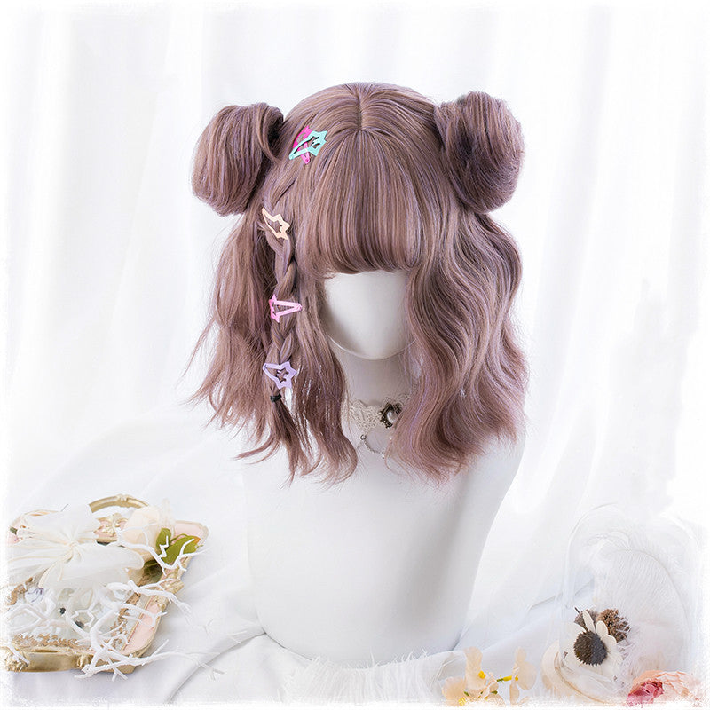 Harajuku Lolita mixed color short curly hair wig DB4888